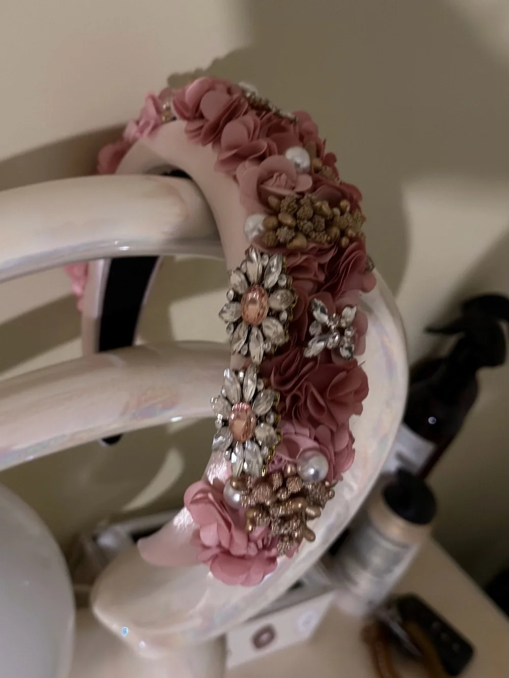 A Classy Chic Boutique Pink Floral Jeweled Headband, floral Coronet